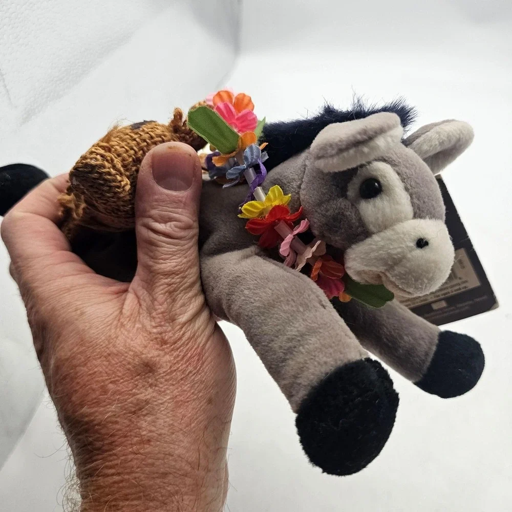Vintage Hawaiian Collectibles Donkey Plush Stuffed Toy Small Gray Passport 1999